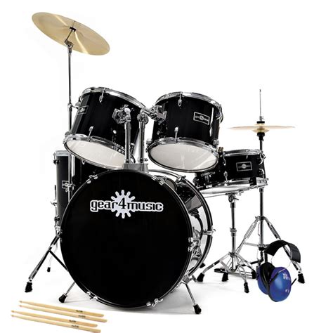 Full Size Starter Drum Kit Beginners Pack Black Gear Music