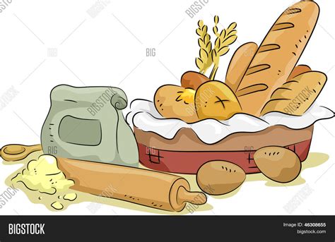 Illustration Basket Bread Baking Vector Photo Bigstock