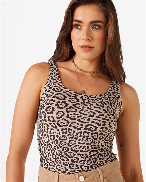 Riachuelo Regata Feminina Alça Média Animal Print Onça Bege AK by