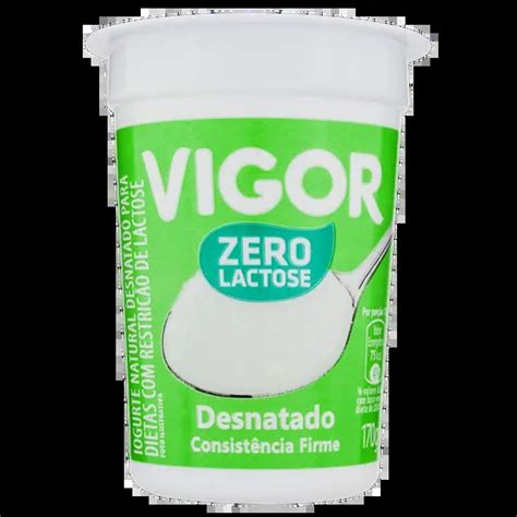 Iogurte Natural Desnatado Zero Lactose Vigor Copo 170g