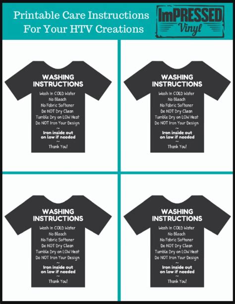 Heat Transfer Vinyl Htv Care Instructions Printable Free Printable