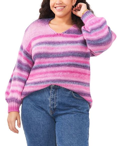 Vince Camuto Plus Size Cozy Space Dye V Neck Sweater Macys