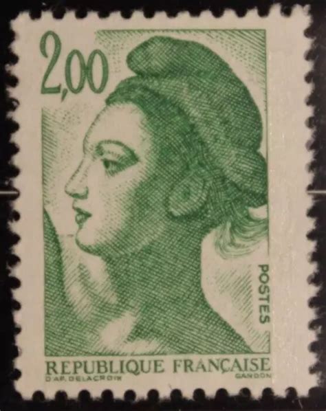 TIMBRE LIBERTÉ DE GANDON Delacroix 2 00 vert YT 2484 Neuf 1987