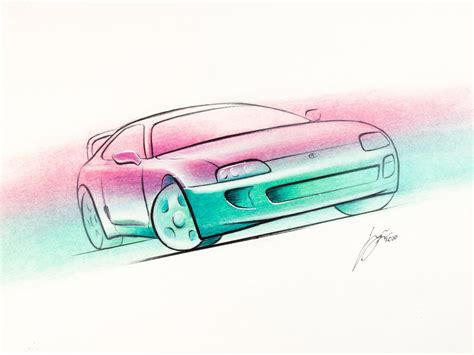 Supra Pen and Colored Pencil Sketch Original Car Drawing - Etsy