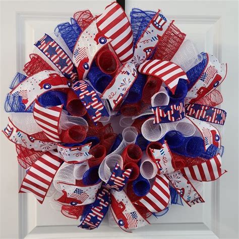 God Bless America Wreath 4th Of July Wreath Patriotic Etsy