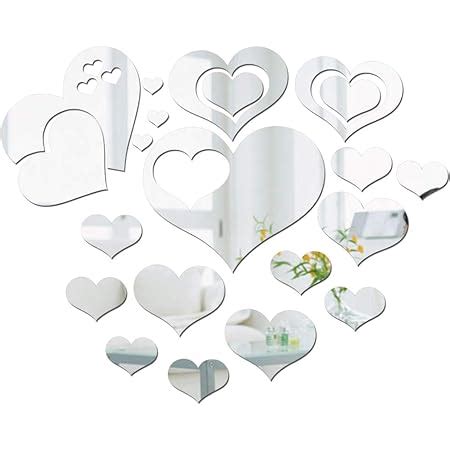 Lzymsz Miroir Stickers Muraux Cristal D Double Amour Coeur Acrylique