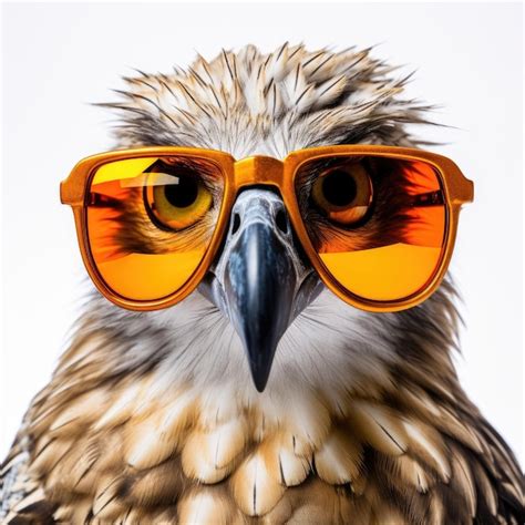 Premium Ai Image Closeup Of Bird With Sunglasses On White Background