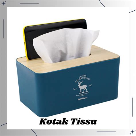 Jual Kotak Tisu Kayu Tissue Box Dengan Holder Smartphone Tempat