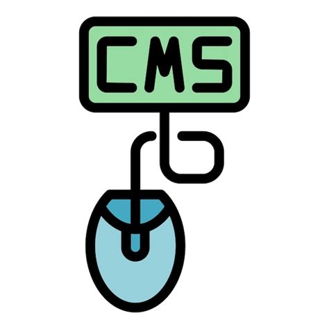 Cms trabalho ícone contorno vetor desenvolvimento web site html cor