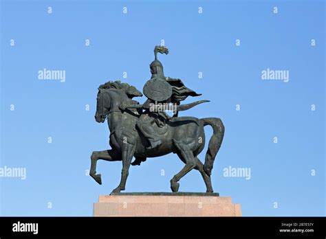 Monument of epic hero of Manas in Bishkek, Kyrgyzstan Stock Photo - Alamy