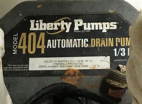 Lot Liberty Pumps Model 404 Sink Drain Pump System Hp 1 3 Switch Actuation Vertical Float