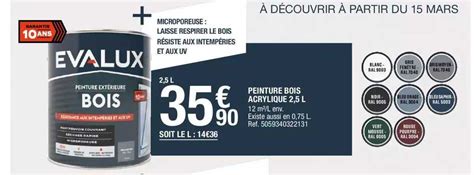 Promo Peinture Bois Acrylique L Evalux Chez Brico D P T Icatalogue Fr