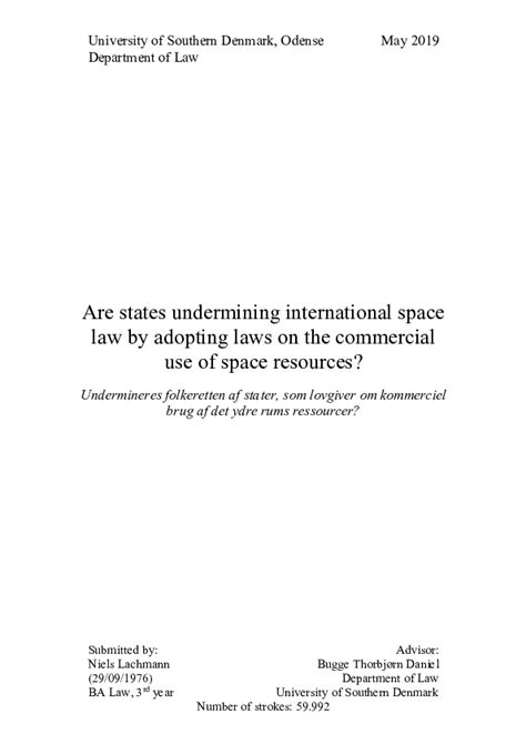 Pdf Are States Undermining International Space Law By Adopting Laws