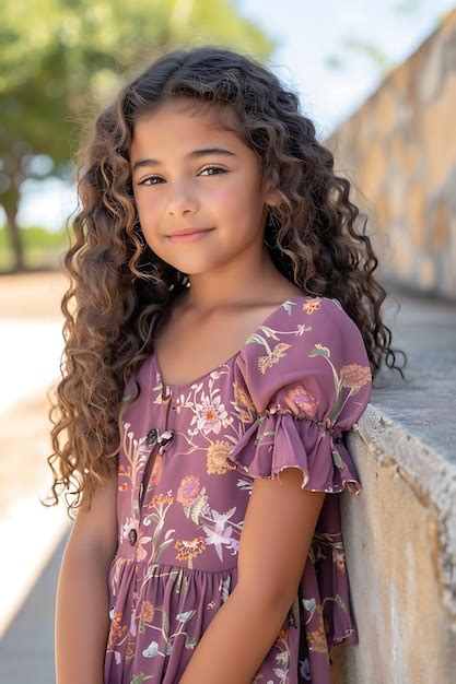 Premium Photo Adorable Caucasian Girl With Curly Hairstyle Posing