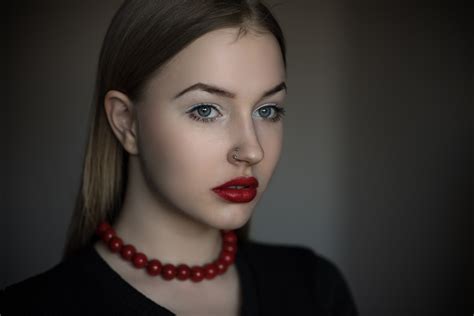 Face Blue Eyes Blonde Cleavage Frantisek Birnbaum Pierced Nose