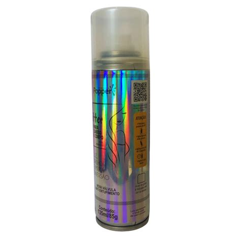 Spray glitter prata holográfico cabelo roupa corpo 135ml