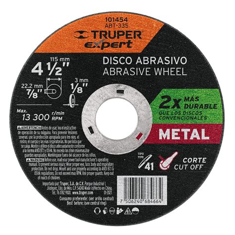 Disco Para Corte De Metal 4 1 2 Tipo 41 Truper Expert Discos