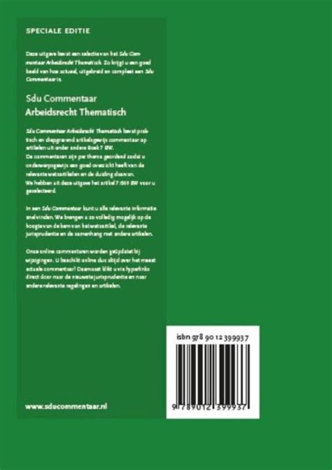 Sdu Commentaar Arbeidsrecht Thematisch 9789012399937 Boeken Bol