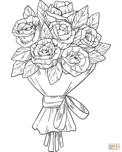 Desenho para colorir de buquê de rosas Desenhos para colorir