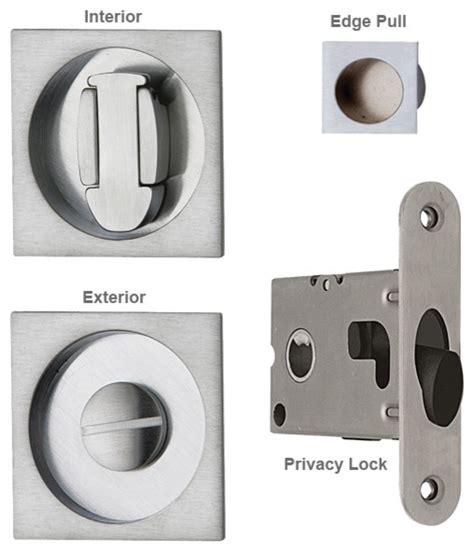 Contemporary Rectangular Pocket Door Privacy Lock - Modern - Pocket ...