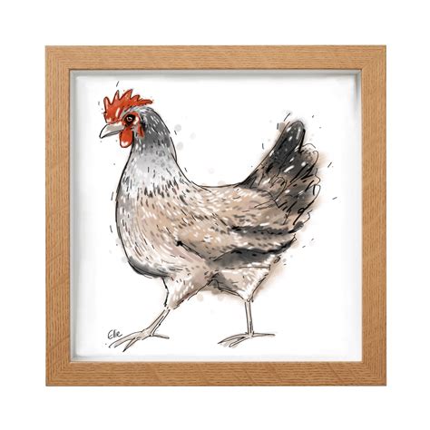 Framed Chicken Art Print Hen Art Print Chicken Art Etsy