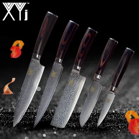 Xyj Vg Damascus Steel Kitchen Knife Set With Unique Design