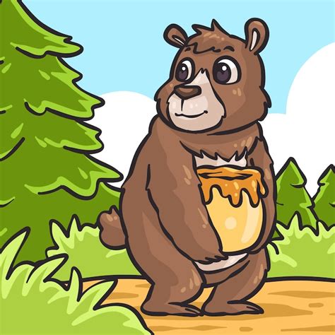 Ilustração de urso de desenho animado desenhada de mão Vetor Grátis