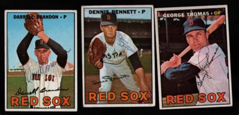 1967 Topps Boston Red Sox 3 Diff Signed Darrell Brandon Dennis Bennett G Thomas Ebay