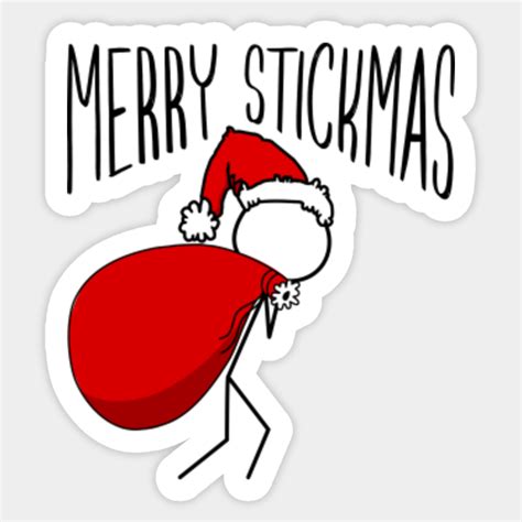 Merry Stickmas - Santa Stickman Christmas - Christmas - Sticker | TeePublic