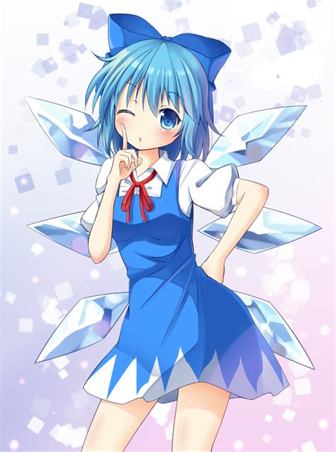 Safebooru 1girl O Blue Eyes Blue Hair Blush Bow Cirno Dress Hair Bow