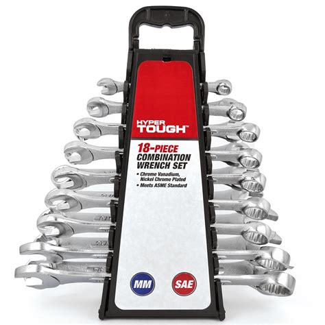 Hyper Tough 18 Piece Combination Wrench Set Metric SAE Walmart