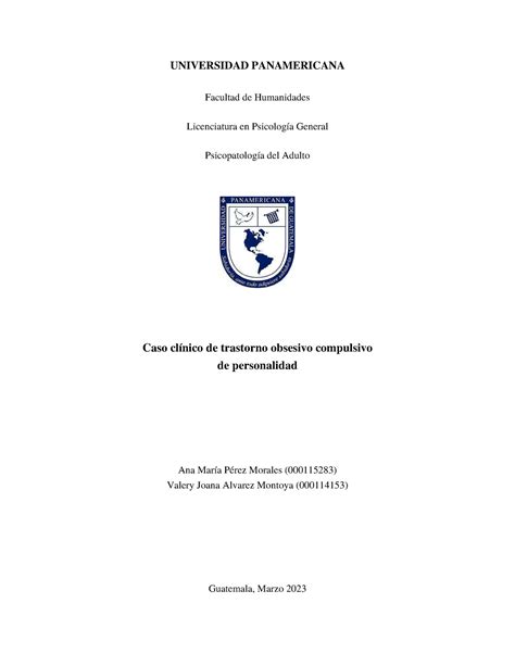 Caso Clinico Psicopatologia Universidad Panamericana Facultad De