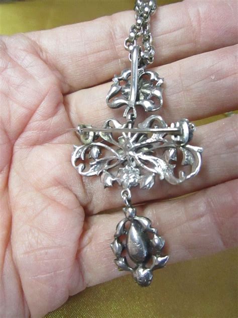 Antique Georgian Victorian Silver Cross Paste Brooch Gem