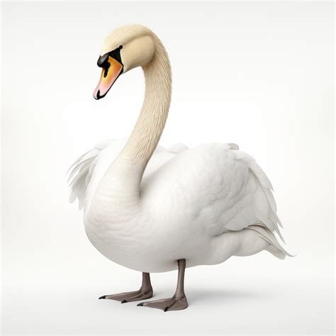 Cisne Blanco Aislado En Un Fondo Blanco Ilustraci N D Foto Premium