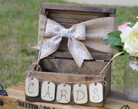 Rustic Card Box For Wedding Burlap Wedding Card Box Shabby Chic Card