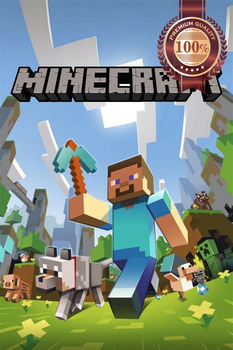 MINECRAFT MINE CRAFT STEVE WITH ANIMALS ORIGINAL ART PRINT PREMIUM ...