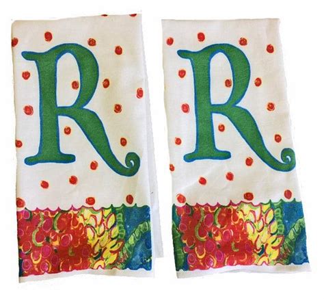 Monogrammed Tea Towel With R Monogrammed Gift Initial Guest Etsy