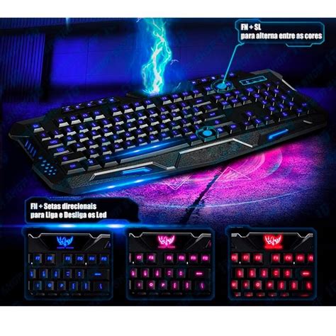 Kit Teclado Abnt Led Mouse Dpi Headset Gamer K R