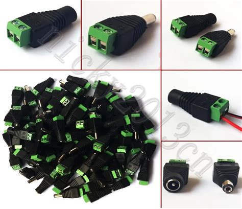 Dc Connector Male Female Jack Plug Adapter 21mm 55mm Green For 12v 24v Led Module Strip