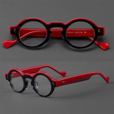 Vintage Small Round Eyeglass Thick Frames Mixed Color Quirky Glasses Unisex Ebay