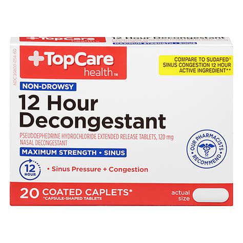 Topcare Decongestant Hour Non Drowsy Maximum Strength Mg