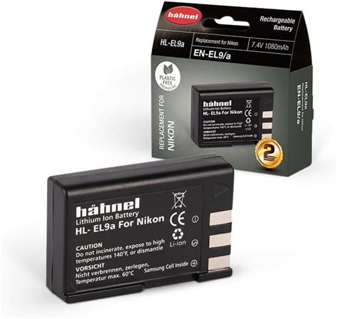 hähnel HL EL9a Replacement Li Ion Battery for Nikon EN EL9 Black