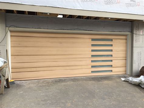 Modern Custom Wood Plank Garage Door W Windows Atlanta GA