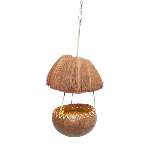 Unicef Market Handcrafted Coconut Shell Bird Feeder Forest Hut