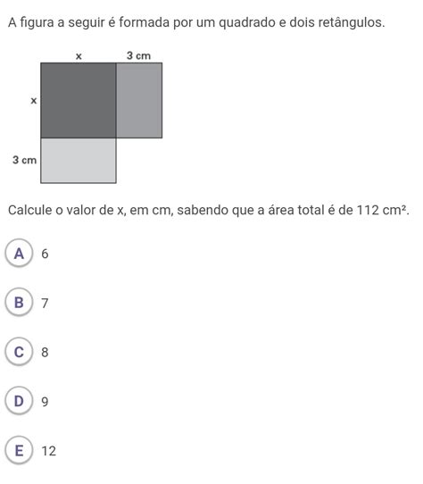 Solved A figura a seguir é formada por um quadrado e dois retângulos