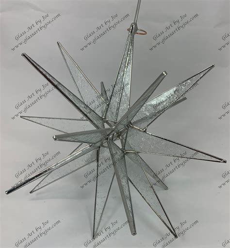 Moravian Star Tree Topper Clear Glue Chip Glass 18 Point Christmas Gift