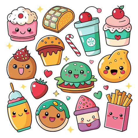 Cute food stickers | Premium AI-generated vector