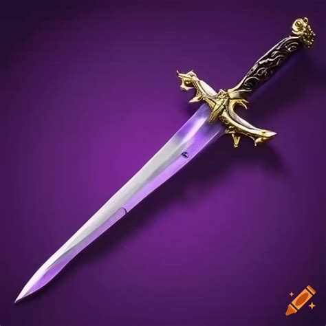 Pagan Ritual Dagger With Silver Blade On Purple Background On Craiyon