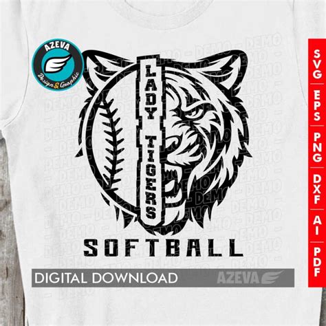 Lady Tigers Softball Svgmascot Half Balllady Tigers Softball Tshirt