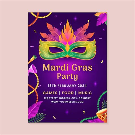 Plantilla De P Ster Vertical Realista Para El Mardi Gras Vector Gratis